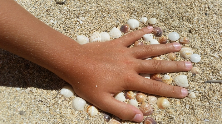 Hand strand sand bein Foto