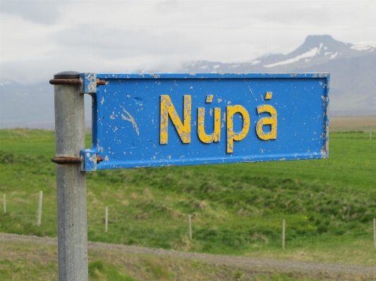 Sign blue iceland street Photo