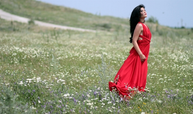 Grass girl field lawn Photo