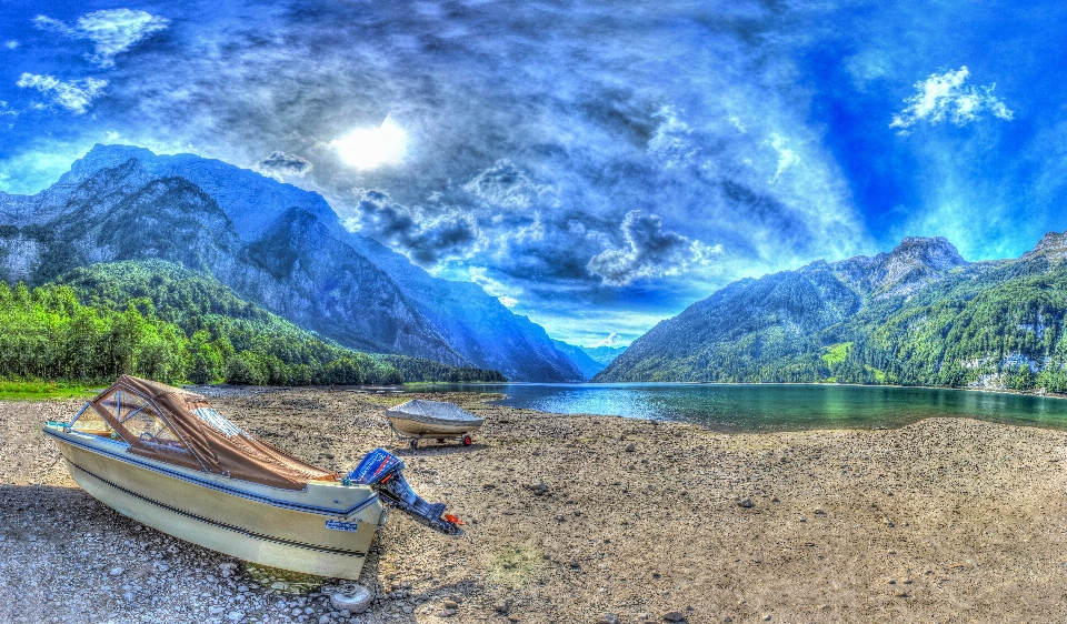 Sea coast boat panorama