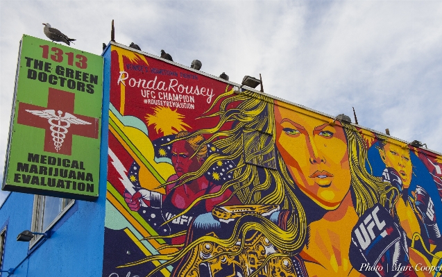 Beach boardwalk street advertising Photo