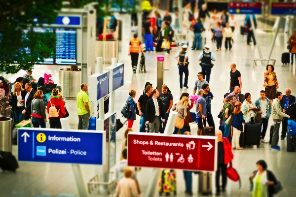 Pedestrian people fly crowd Photo