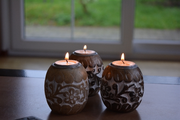 Interior ceramic fire candle Photo