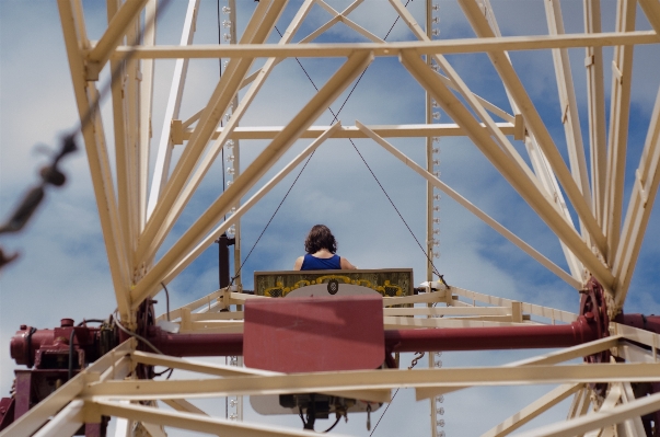 Sky woman boat wheel Photo