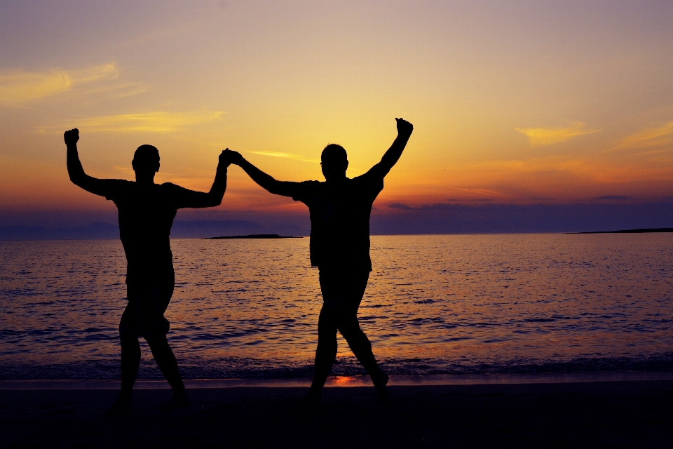 Hand beach sea water