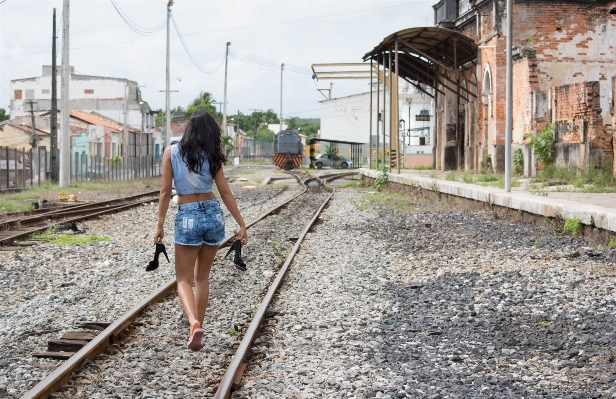 Woman track rustic walk Photo