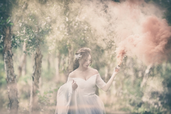 Forest woman sunlight autumn Photo