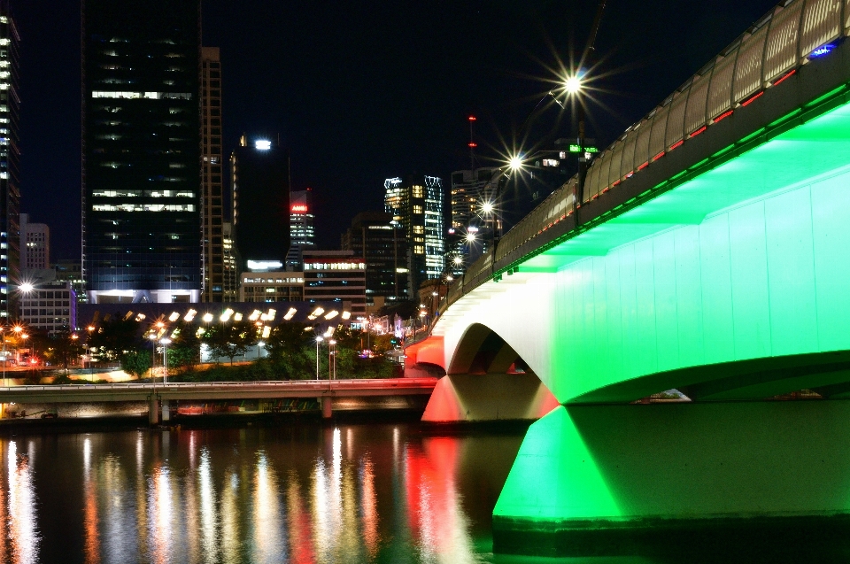 Light bridge skyline night