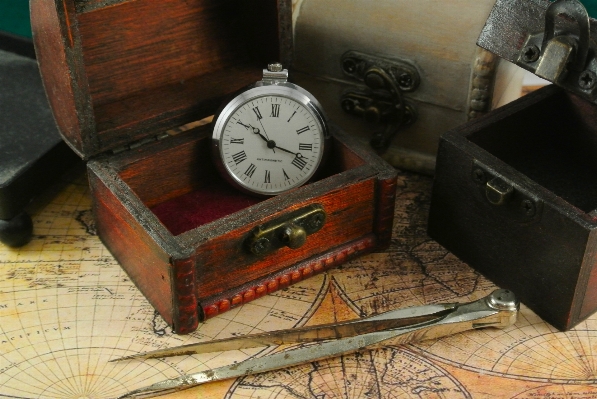 Open antique morning clock Photo