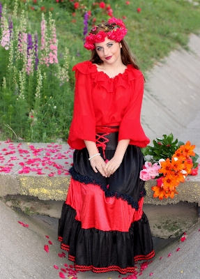 Girl flower spring red Photo