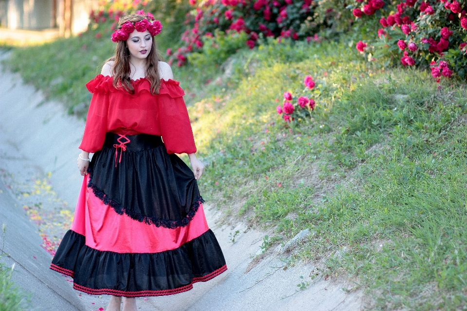 Girl flower red fashion