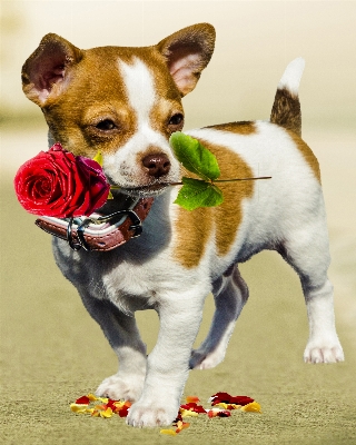 Flower puppy dog animal Photo