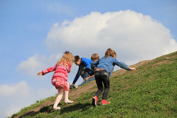 Walking mountain cloud people Photo