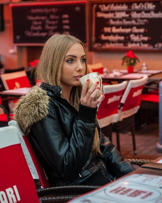 Cold coffee woman latte Photo