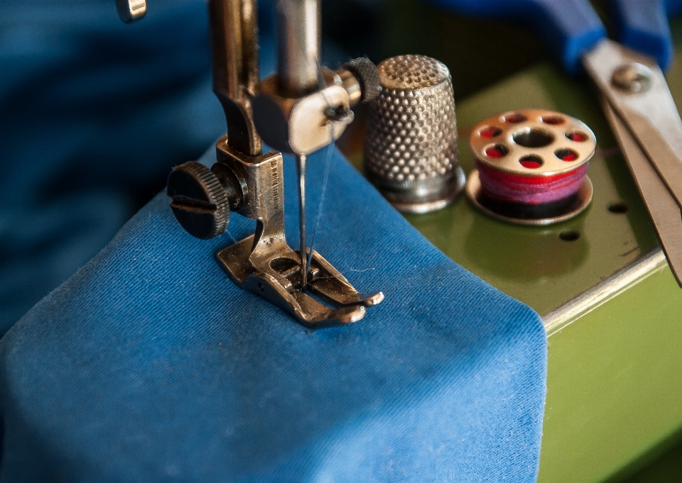 Color blue sewing machine art