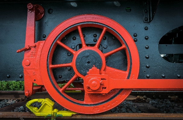 Railway wheel transport red Photo