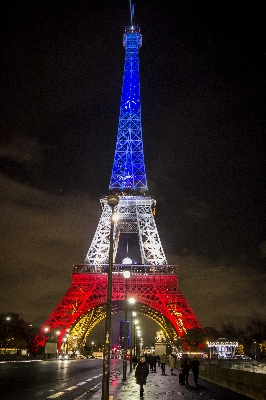 Light night eiffel tower paris Photo