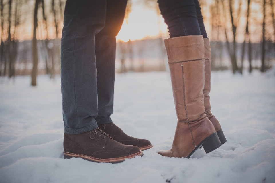 Man shoe snow winter