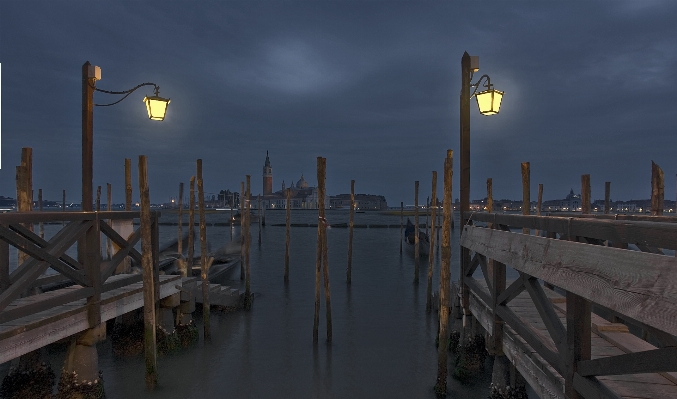 Water dock bridge night Photo