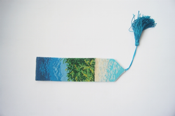 Green blue material bookmark Photo