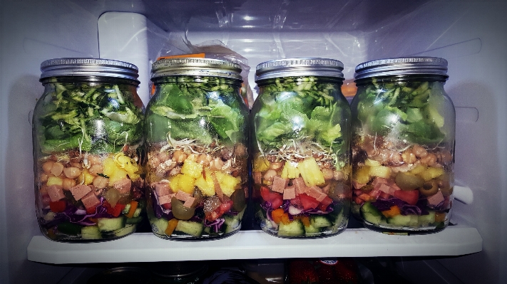 Glass jar food salad Photo