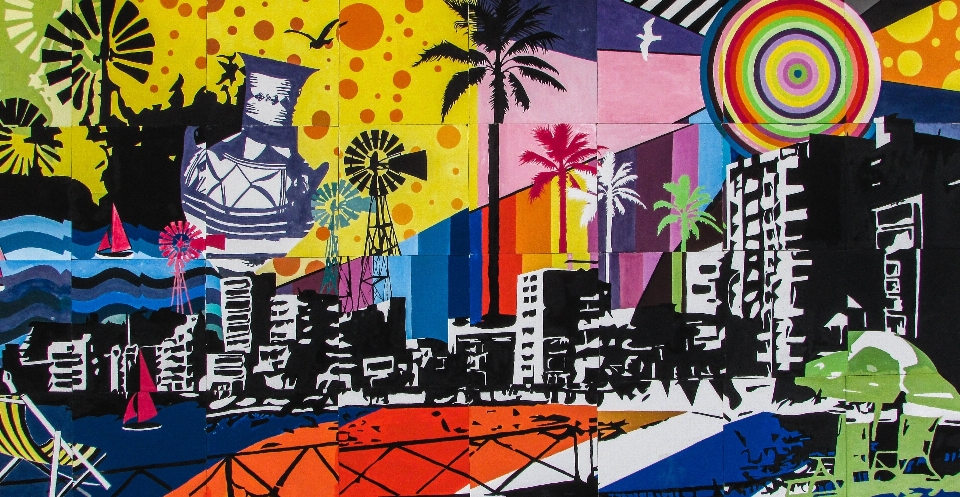 Colourful tourism graffiti street art