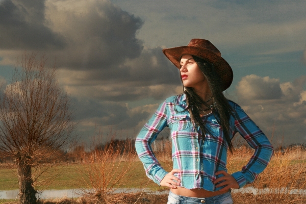 Prairie spring autumn cowgirl Photo