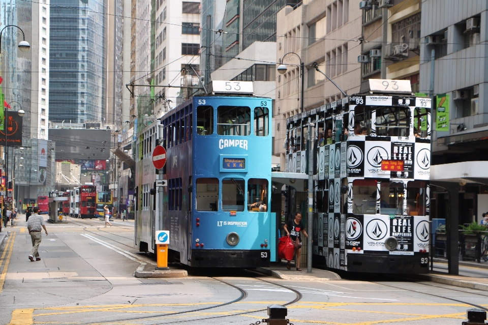 Outdoor street tram transport