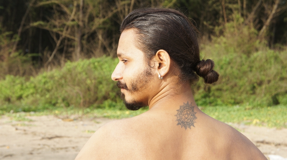 Man beach forest person