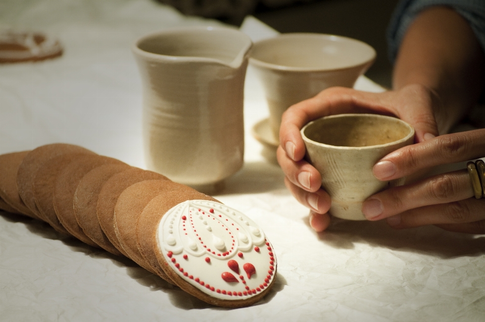 Hand kaffee tasse essen