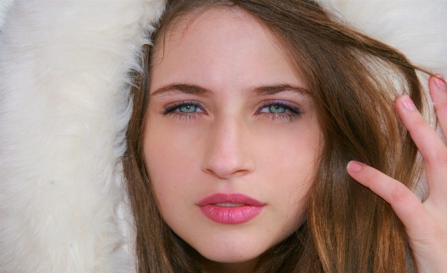 Snow winter girl hair Photo