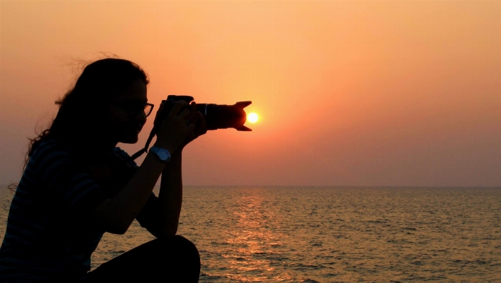 Deniz siluet gün batımı fotoğrafçı Fotoğraf