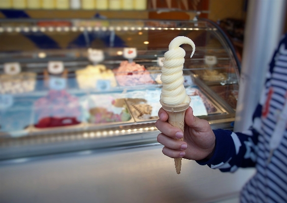 Cold ice cream cone supermarket vanilla Photo