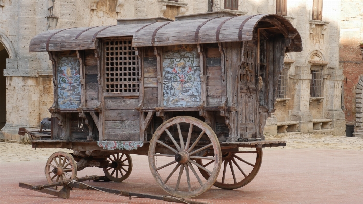 Wood cart building old Photo