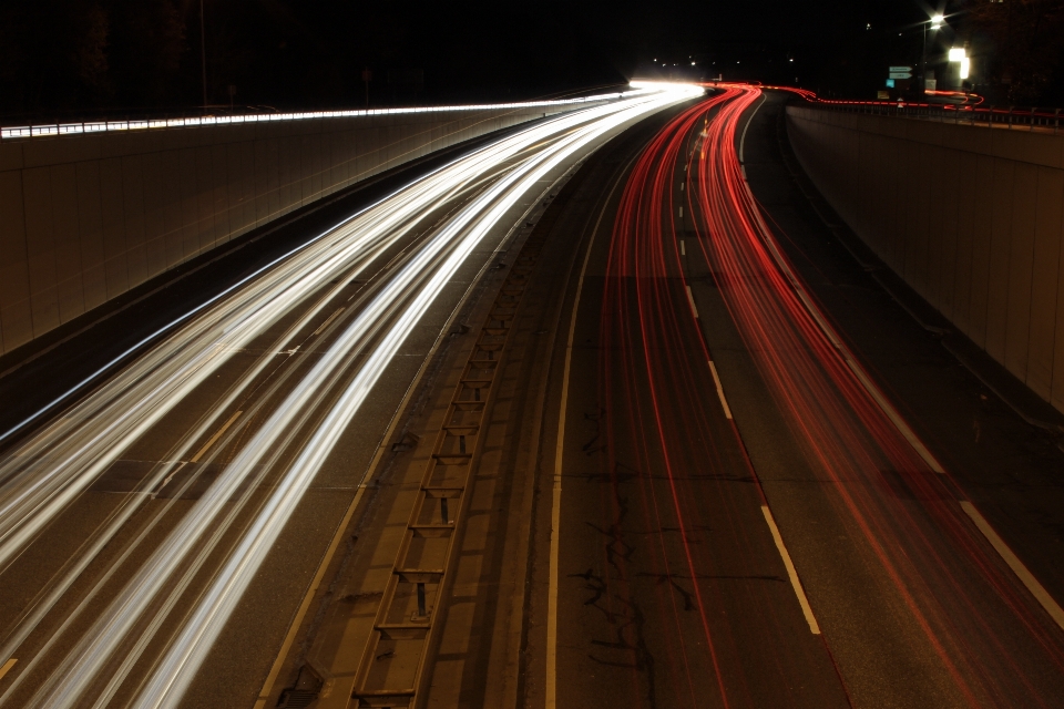 Light road bridge night