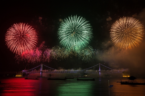 Sea bridge night recreation Photo