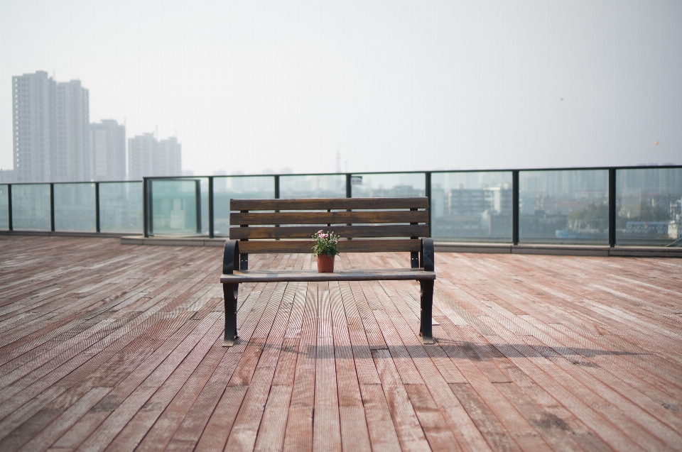 Deck wood bench flower