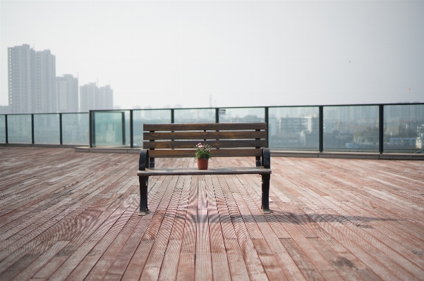 Deck wood bench flower Photo