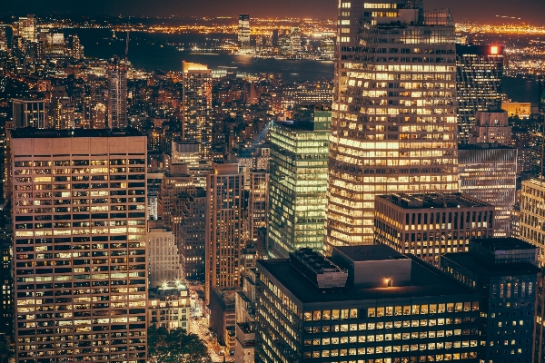 Skyline night city skyscraper Photo