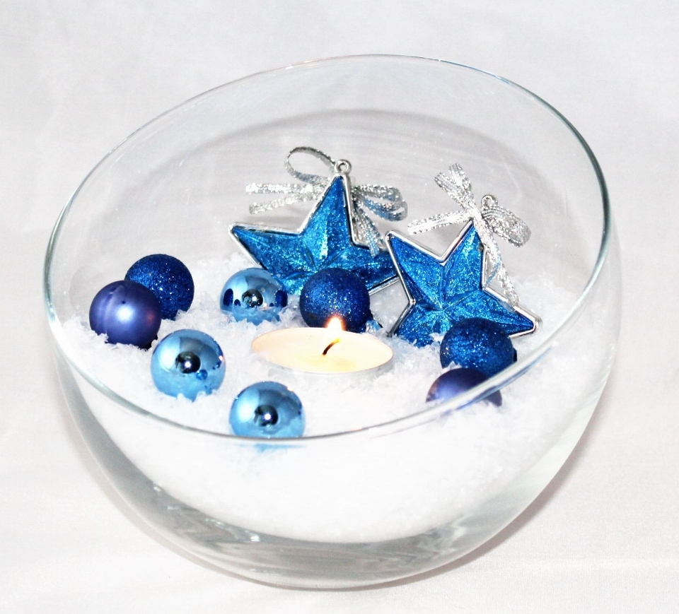 Star glass decoration blue