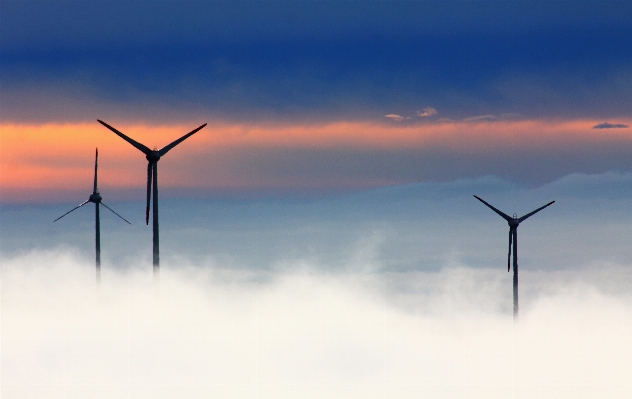 Cloud fog prairie windmill Photo