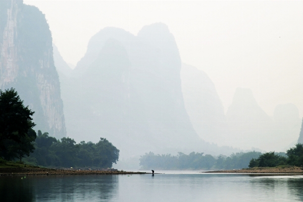 Landscape fog mist lake Photo