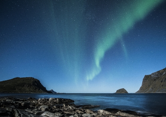 Beach ocean winter night Photo