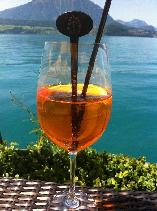 Acqua vino bicchiere lago