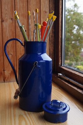 Foto Botol biru petir rajutan