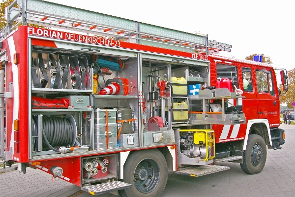 Transport truck red vehicle Photo