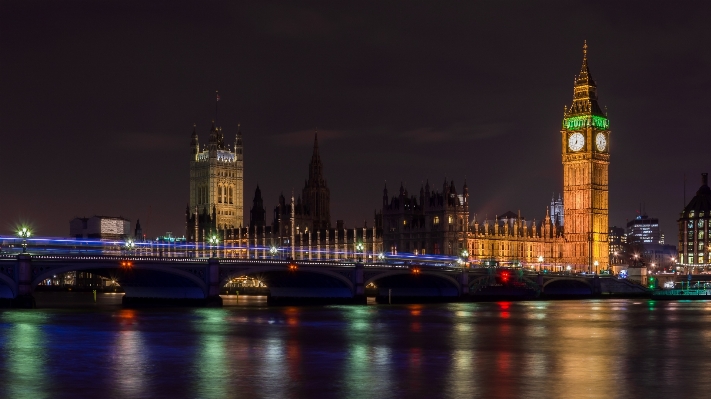 Bridge skyline night clock Photo