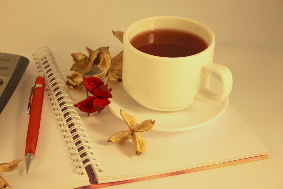 Notebook tea morning pen