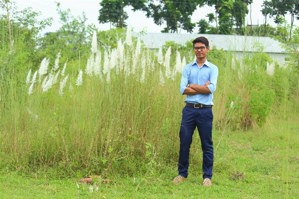 Foto Alam rumput luar ruangan sedang berjalan