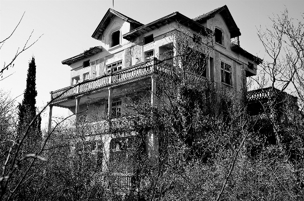 Foto Preto e branco
 arquitetura mansão
 casa